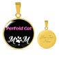 Perfold Cat Cat Mom Necklace Circle Pendant Stainless Steel or 18k Gold 18-22"-Express Your Love Gifts