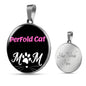 Perfold Cat Cat Mom Necklace Circle Pendant Stainless Steel or 18k Gold 18-22"-Express Your Love Gifts