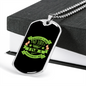Permanent Job Green Necklace Stainless Steel or 18k Gold Dog Tag 24" Chain-Express Your Love Gifts