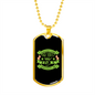 Permanent Job Green Necklace Stainless Steel or 18k Gold Dog Tag 24" Chain-Express Your Love Gifts