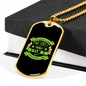 Permanent Job Green Necklace Stainless Steel or 18k Gold Dog Tag 24" Chain-Express Your Love Gifts