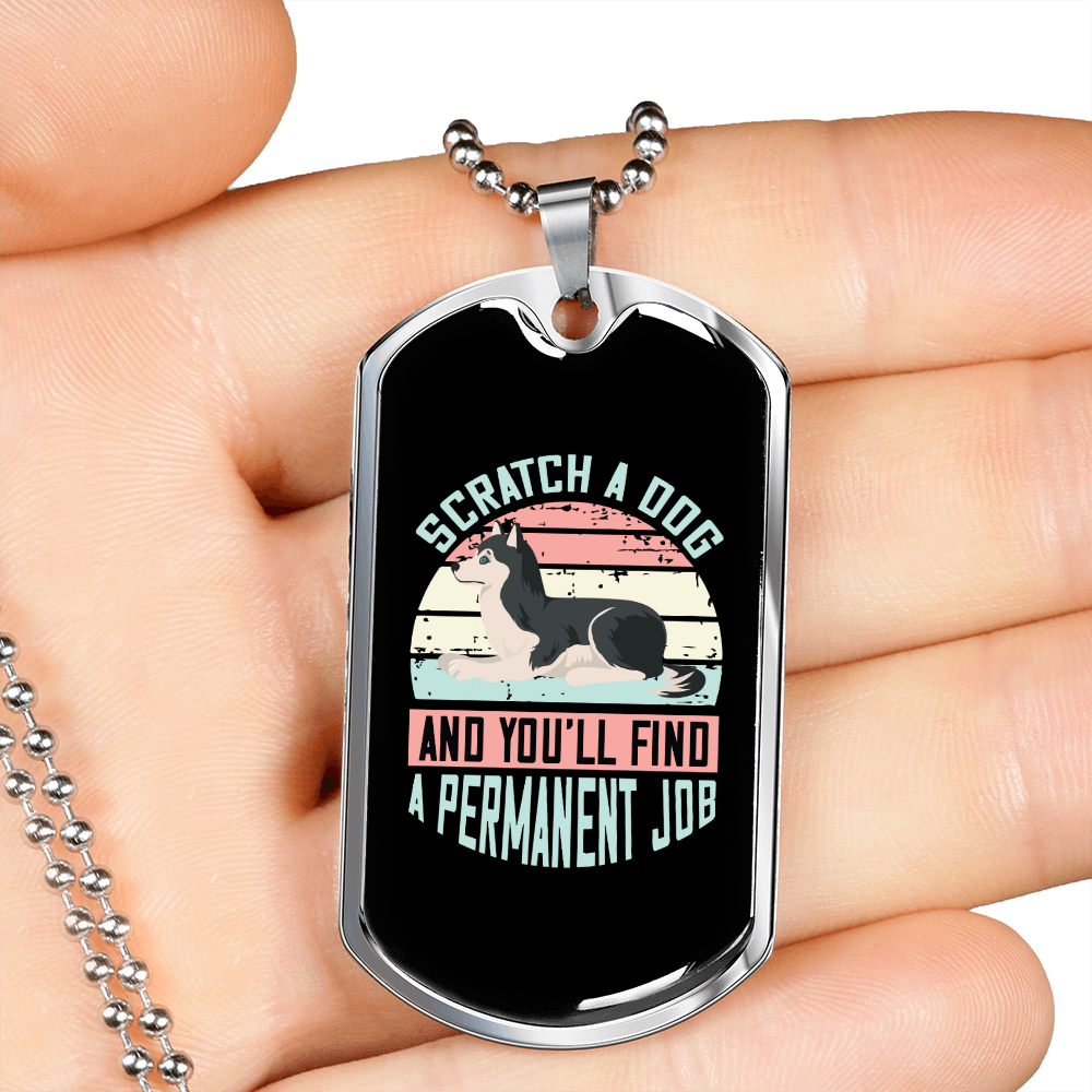 Permanent Job Pink Necklace Stainless Steel or 18k Gold Dog Tag 24" Chain-Express Your Love Gifts