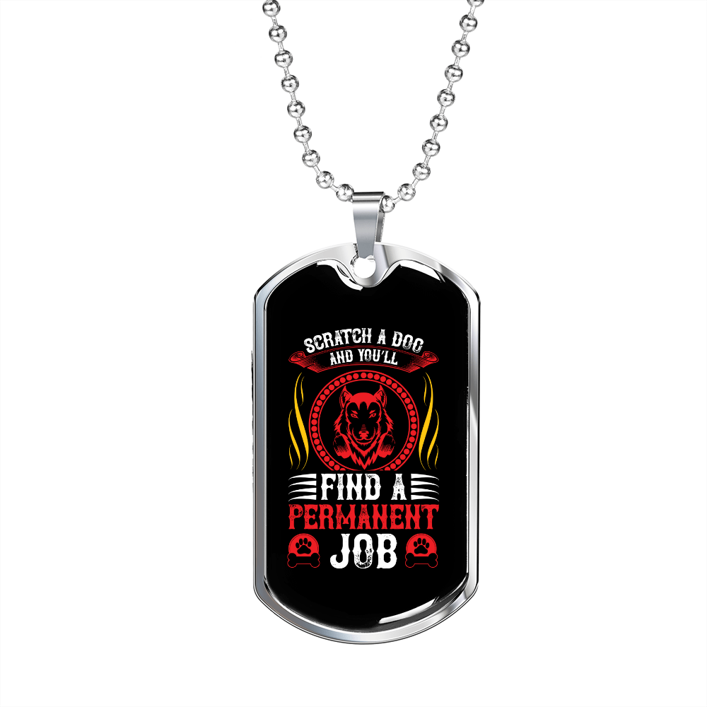 Permanent Job Red Necklace Stainless Steel or 18k Gold Dog Tag 24" Chain-Express Your Love Gifts