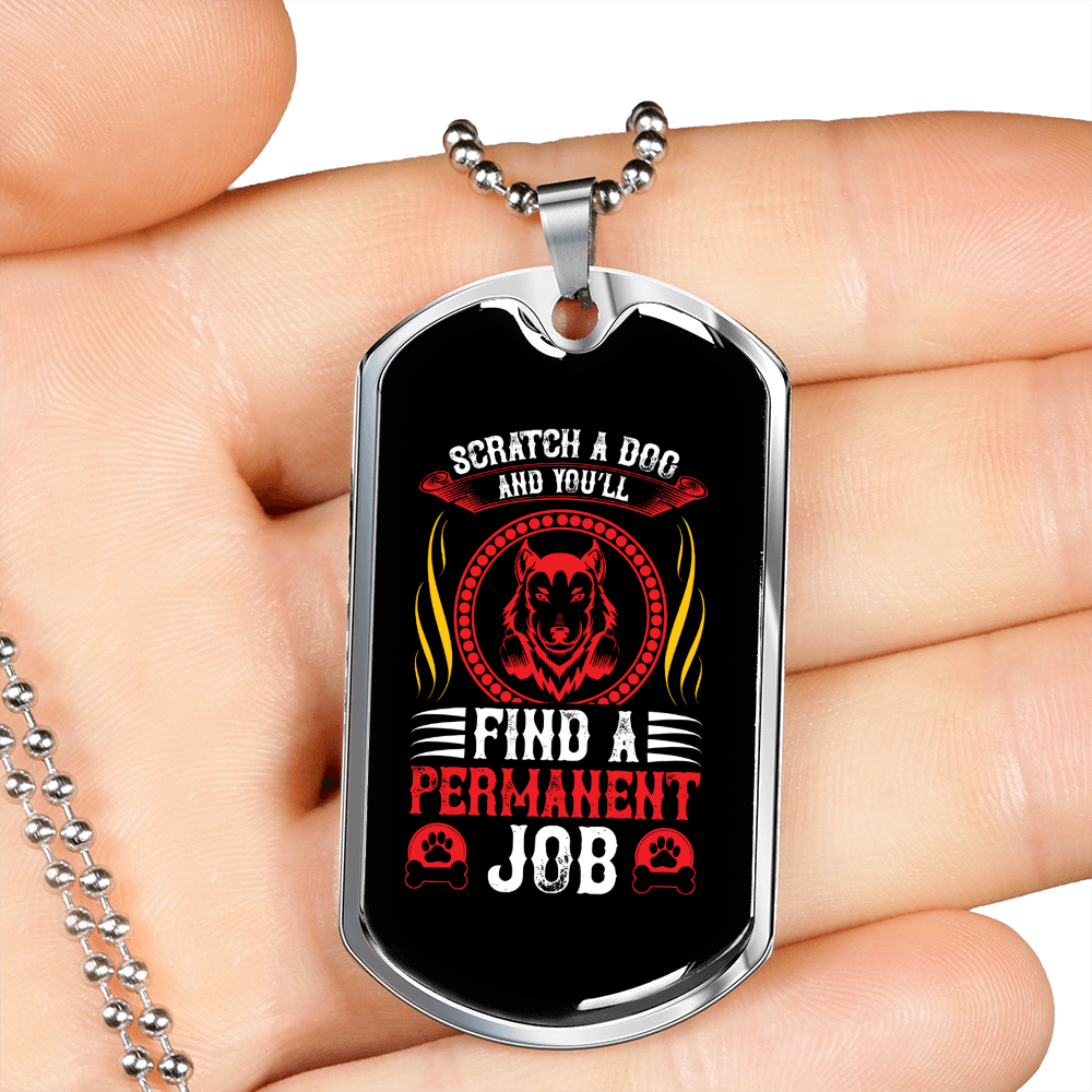 Permanent Job Red Necklace Stainless Steel or 18k Gold Dog Tag 24" Chain-Express Your Love Gifts
