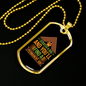 Permanent Job Yellow Green Necklace Stainless Steel or 18k Gold Dog Tag 24" Chain-Express Your Love Gifts