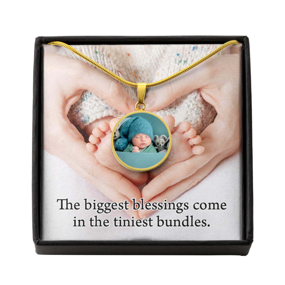 Personalized Expecting Mother Life'S Biggest Blessing Pregnancy Message Circle Necklace Stainless Steel or 18k Gold 18-22"-Express Your Love Gifts