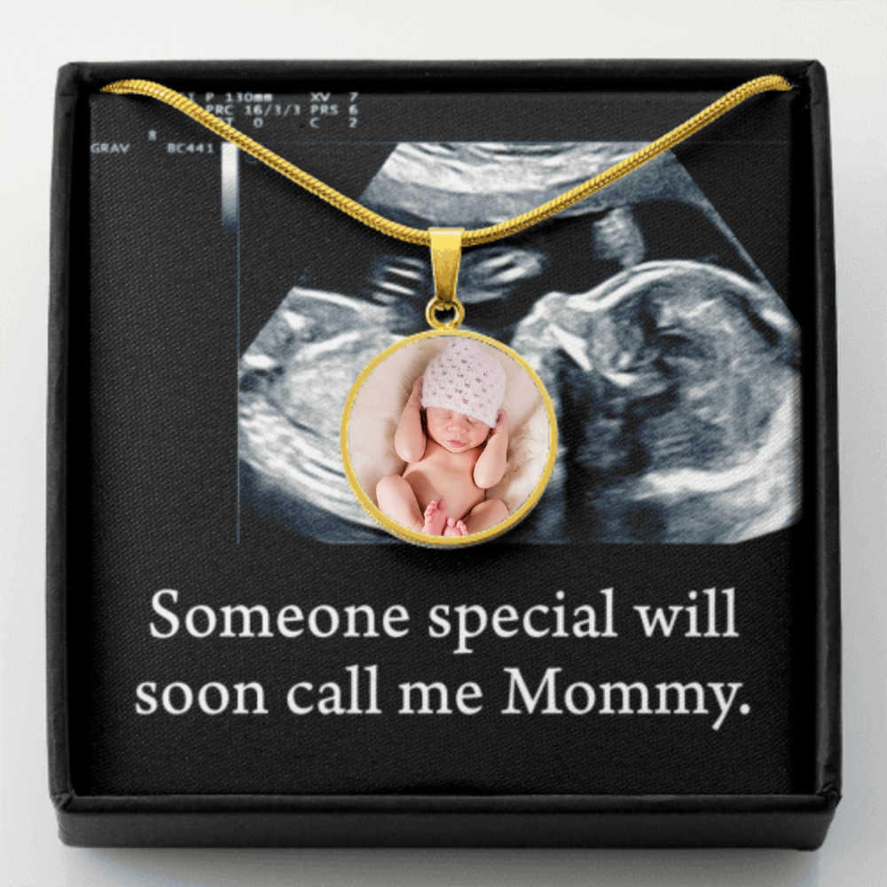 Personalized Expecting Mother Someone Special Circle Pregnancy Message Necklace Stainless Steel or 18k Gold 18-22"-Express Your Love Gifts