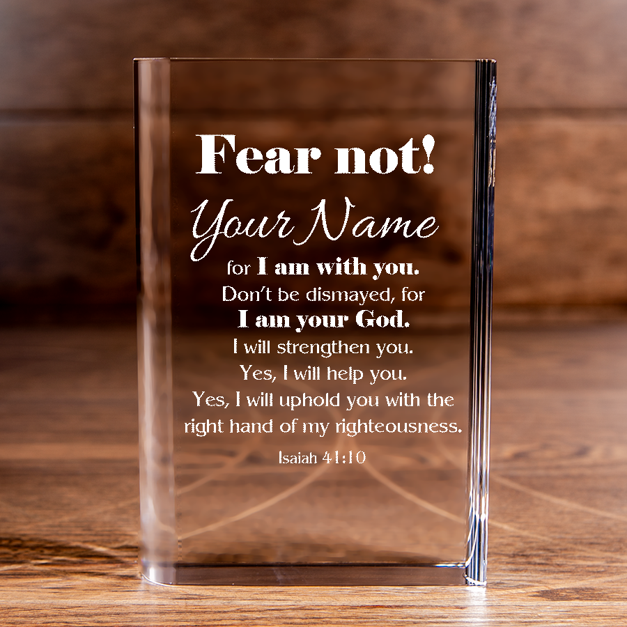 Isaiah 41:10 Fear Not Laser Engraved Crystal Book - Elegant Religious Gift for Devoted Believers Personalized Christian Gift-Express Your Love Gifts