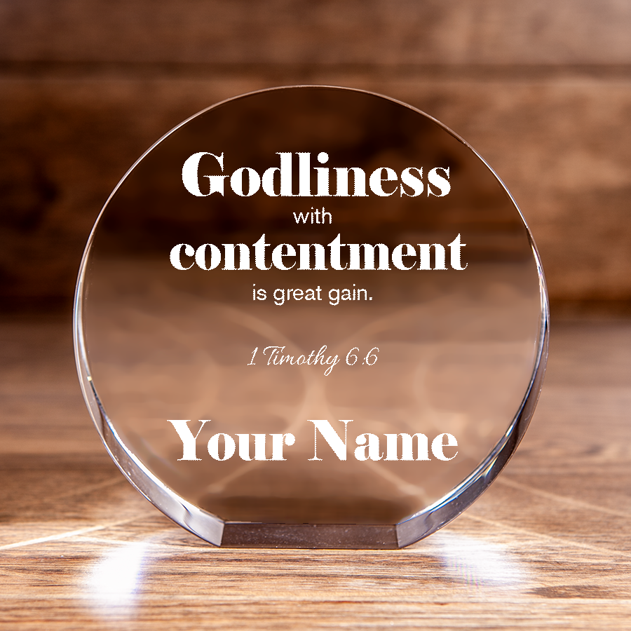 1 Timothy 6:6 Godliness Circle Cut Crystal Personalized Religious Present Christian Gift-Express Your Love Gifts