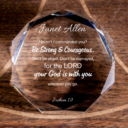 Joshua 1:9 Octagonal Crystal Puck Personalized Be Bold & Brave Christian Gift-Express Your Love Gifts