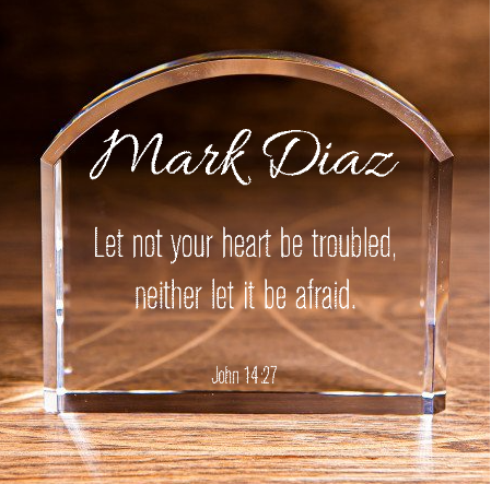 John 14:27 Arch Top Crystal No Fear No Trouble Personalized Christian Gift-Express Your Love Gifts