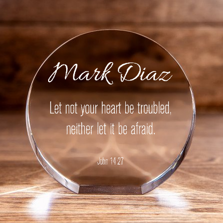 John 14:27 Circle Cut Crystal No Fear No Trouble Personalized Christian Gift-Express Your Love Gifts