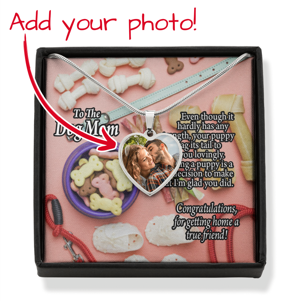 Personalized Pet Message Dog Mom You Brought Home A True Friend Necklace Stainless Steel Heart Pendant Necklace 18-22"-Express Your Love Gifts