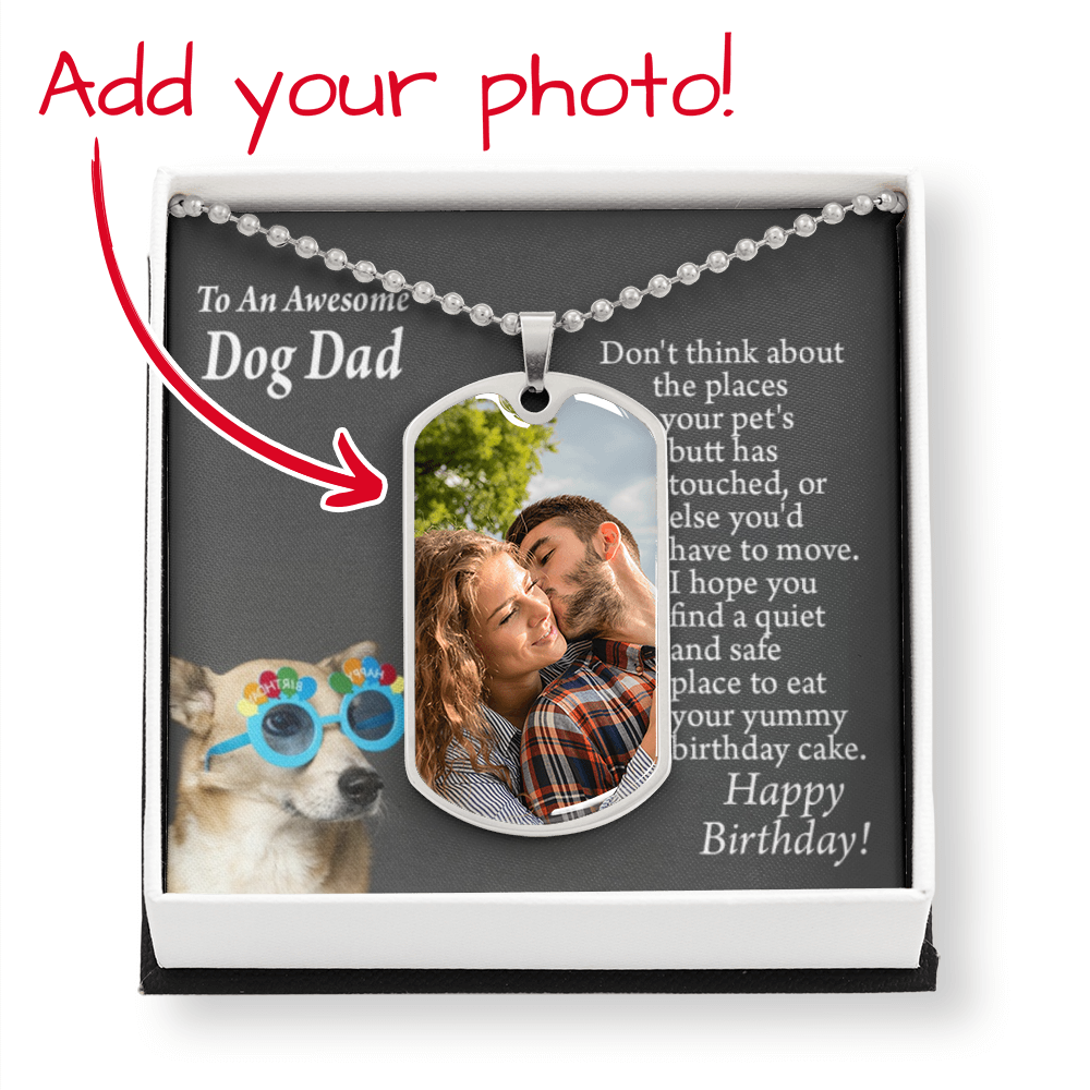 Personalized Pet Message Where The Dog Sits Necklace Dog Tag Stainless Steel or 18k Gold 24" Chain-Express Your Love Gifts