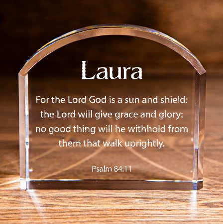 Psalm 84:11 Sun and Shield Arch Top Crystal Personalized Christian Gift-Express Your Love Gifts