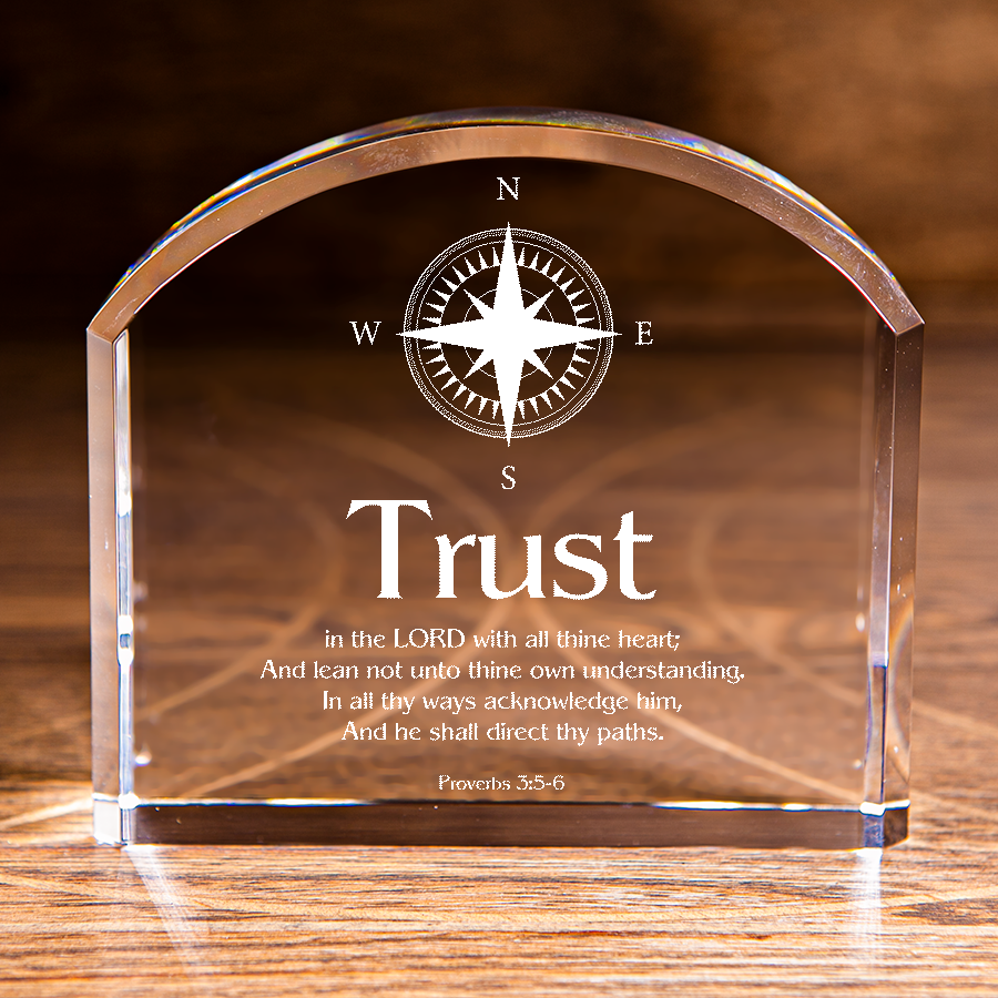 Proverbs 3:5-6 Trust in the Lord Direct Your Steps Arch Top Crystal Christian Gift-Express Your Love Gifts