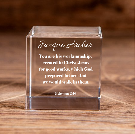 Ephesians 2:10 Square Cut Crystal Cube You Are His Workmanship Personalized Christian Gift-Express Your Love Gifts