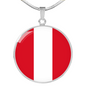 Peru Flag Necklace Circle Pendant Stainless Steel or 18k Gold 18-22"-Express Your Love Gifts
