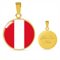 Peru Flag Necklace Circle Pendant Stainless Steel or 18k Gold 18-22"-Express Your Love Gifts