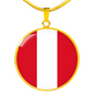 Peru Flag Necklace Circle Pendant Stainless Steel or 18k Gold 18-22"-Express Your Love Gifts