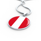 Peru Flag Necklace Circle Pendant Stainless Steel or 18k Gold 18-22"-Express Your Love Gifts
