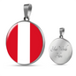 Peru Flag Necklace Circle Pendant Stainless Steel or 18k Gold 18-22"-Express Your Love Gifts