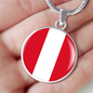 Peru Flag Necklace Circle Pendant Stainless Steel or 18k Gold 18-22"-Express Your Love Gifts