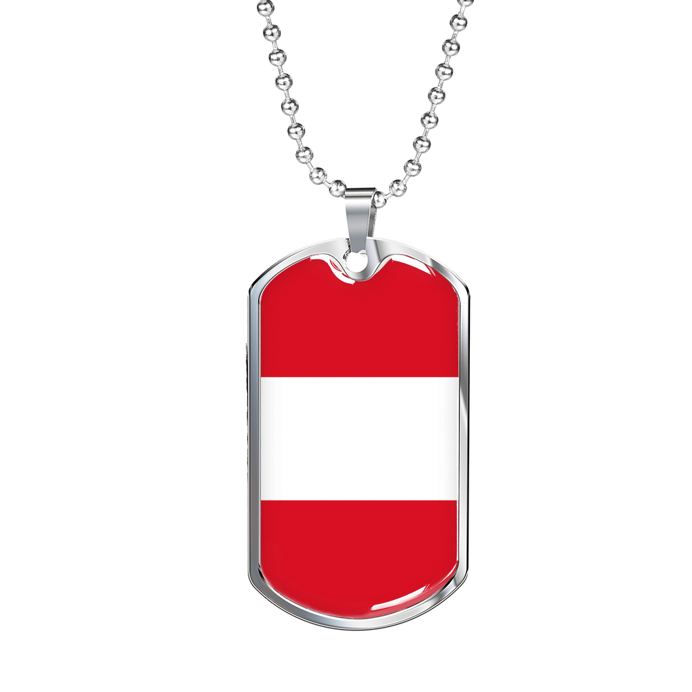 Peru Flag Necklace Stainless Steel or 18k Gold Dog Tag 24" Chain-Express Your Love Gifts