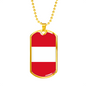 Peru Flag Necklace Stainless Steel or 18k Gold Dog Tag 24" Chain-Express Your Love Gifts