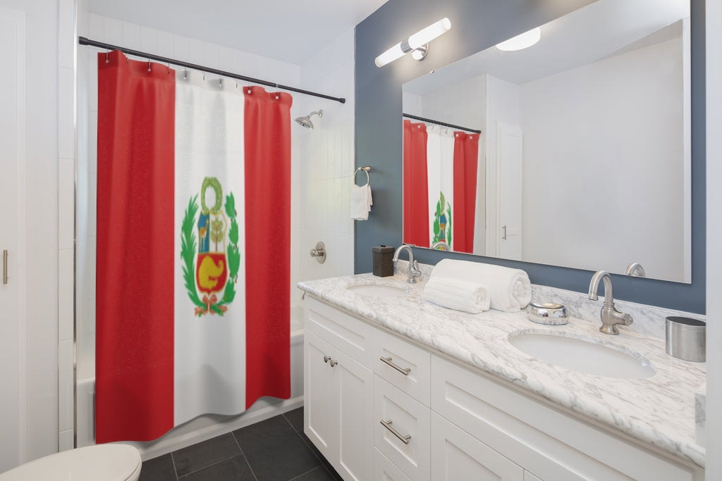 Peru Flag Stylish Design 71" x 74" Elegant Waterproof Shower Curtain for a Spa-like Bathroom Paradise Exceptional Craftsmanship-Express Your Love Gifts