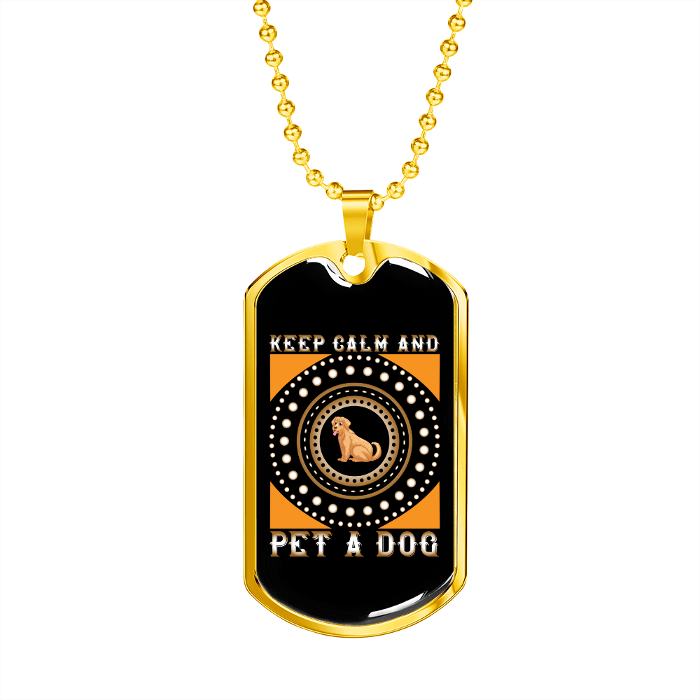 Pet a Dog Brown Necklace Stainless Steel or 18k Gold Dog Tag 24" Chain-Express Your Love Gifts