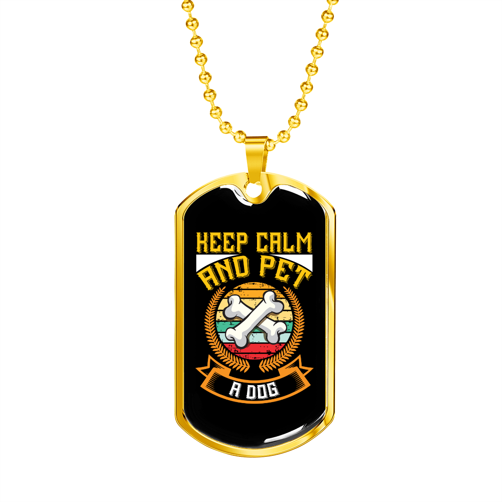 Pet a Dog Yellow Necklace Stainless Steel or 18k Gold Dog Tag 24" Chain-Express Your Love Gifts