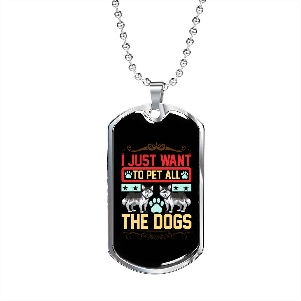 Pet All The Dogs Necklace Stainless Steel or 18k Gold Dog Tag 24" Chain-Express Your Love Gifts