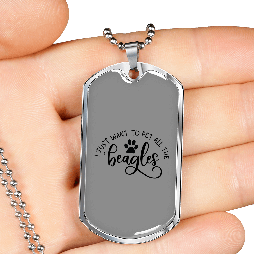 Pet Beagle Necklace Stainless Steel or 18k Gold Dog Tag 24" Chain-Express Your Love Gifts