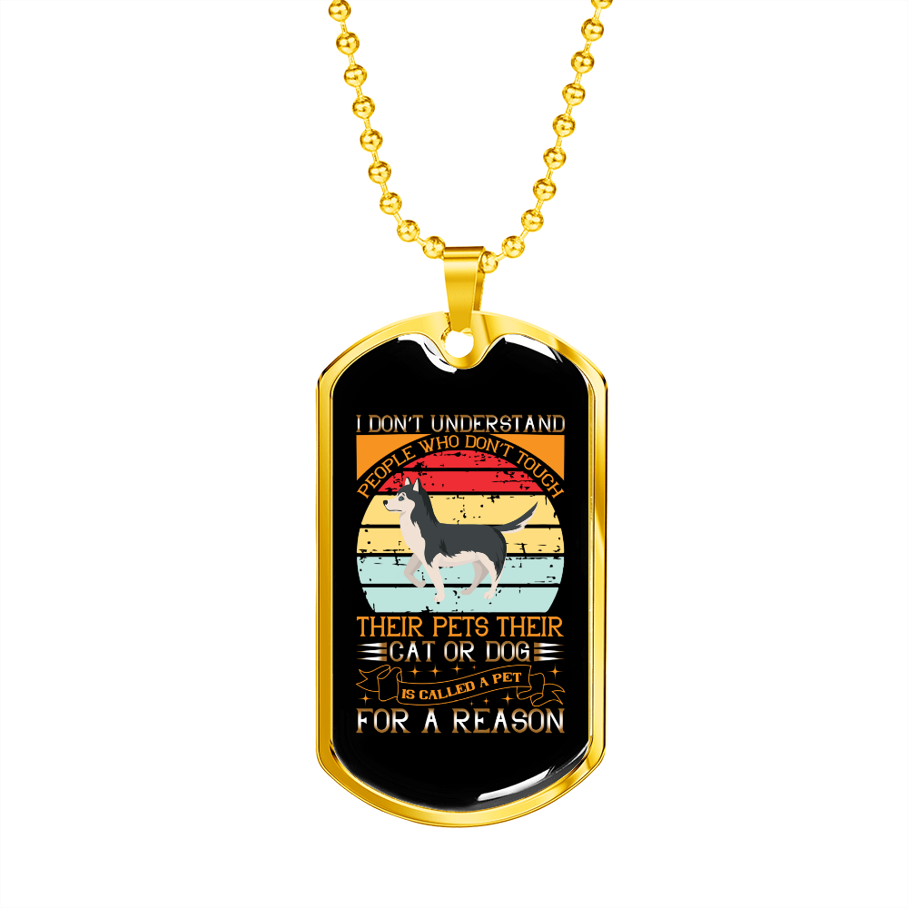 Pet For A Reason Siberian Necklace Stainless Steel or 18k Gold Dog Tag 24" Chain-Express Your Love Gifts