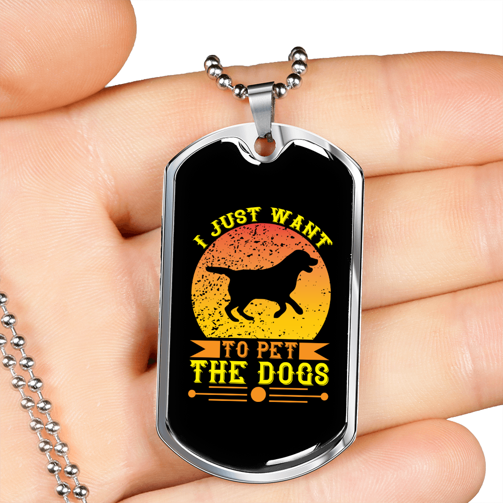 Pet The Dogs Yellow Necklace Stainless Steel or 18k Gold Dog Tag 24" Chain-Express Your Love Gifts
