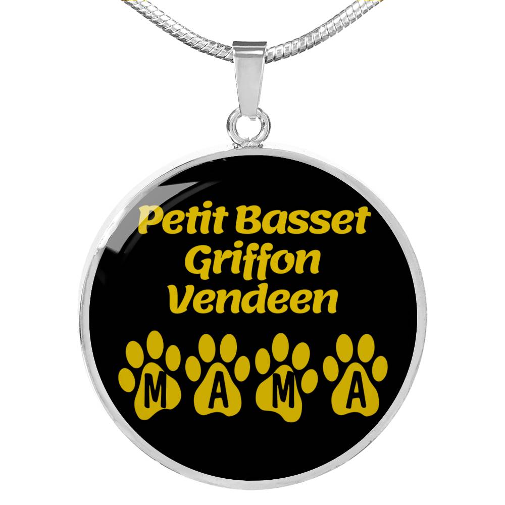 Petit Basset Griffon Vendeen Mama Circle Necklace Stainless Steel or 18k Gold 18-22" Dog Owner Lover-Express Your Love Gifts