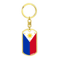 Philippine Flag Swivel Keychain Dog Tag Stainless Steel or 18k Gold-Express Your Love Gifts