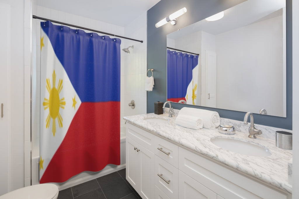 Philippines Flag Stylish Design 71" x 74" Elegant Waterproof Shower Curtain for a Spa-like Bathroom Paradise Exceptional Craftsmanship-Express Your Love Gifts