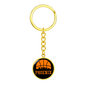 Phoenix Basketball City Circle Keychain Stainless Steel or 18k Gold Pendant-Express Your Love Gifts