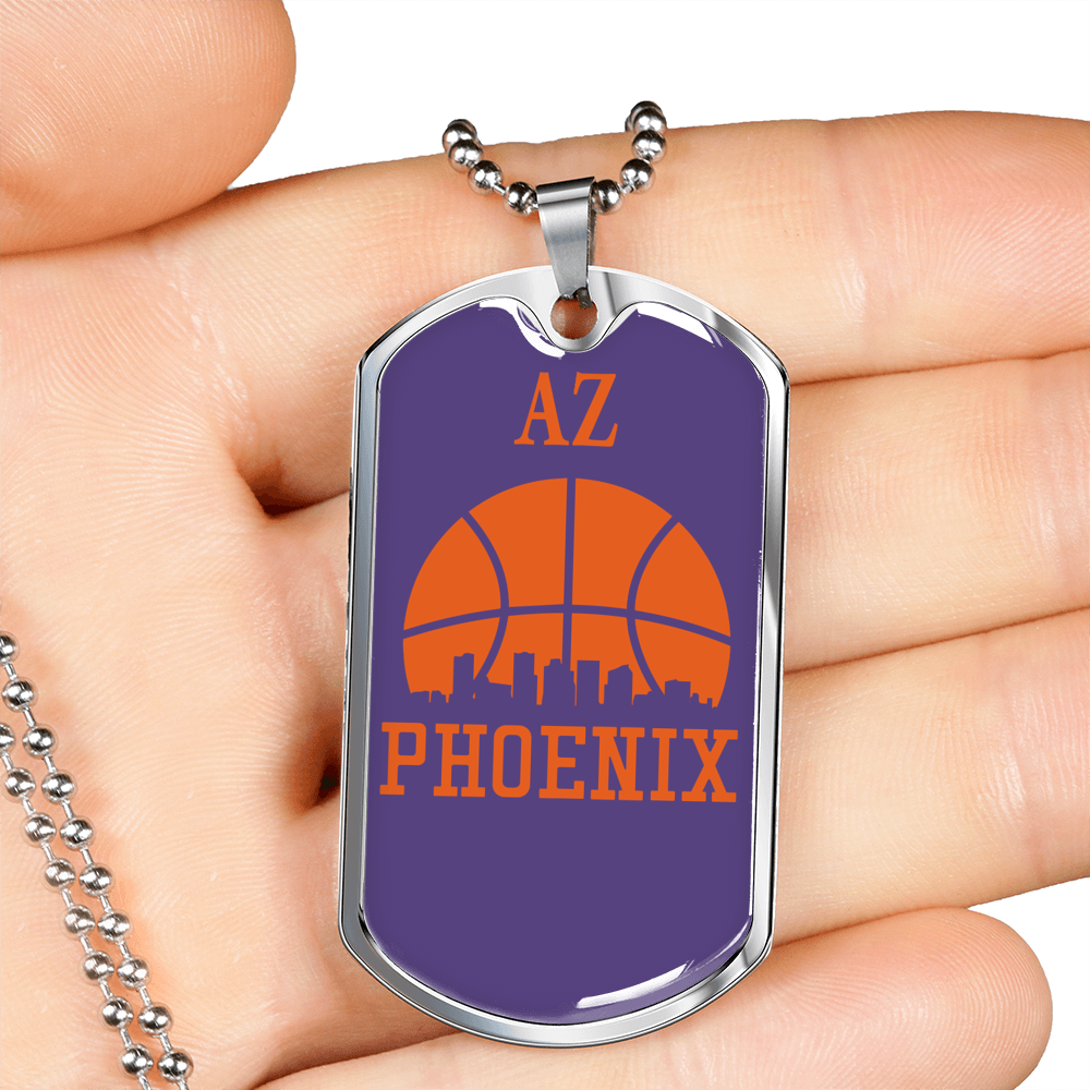 Phoenix Basketball City Dog Tag Stainless Steel or 18k Gold W 24 Chain-Express Your Love Gifts