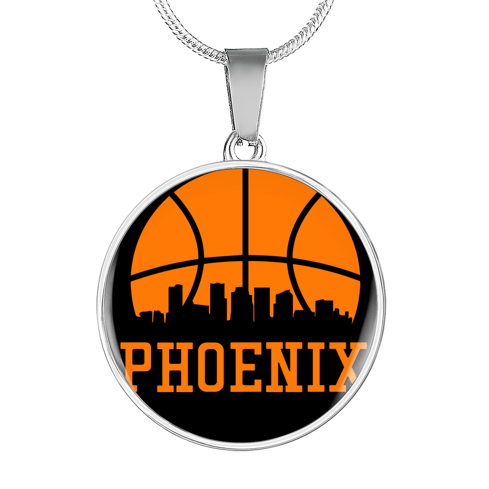 Phoenix Basketball City Necklace Circle Pendant Stainless Steel or 18k Gold 18-22-Express Your Love Gifts