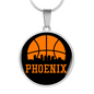 Phoenix Basketball City Necklace Circle Pendant Stainless Steel or 18k Gold 18-22-Express Your Love Gifts