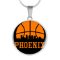 Phoenix Basketball City Necklace Circle Pendant Stainless Steel or 18k Gold 18-22-Express Your Love Gifts