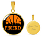 Phoenix Basketball City Necklace Circle Pendant Stainless Steel or 18k Gold 18-22-Express Your Love Gifts