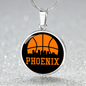 Phoenix Basketball City Necklace Circle Pendant Stainless Steel or 18k Gold 18-22-Express Your Love Gifts
