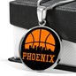 Phoenix Basketball City Necklace Circle Pendant Stainless Steel or 18k Gold 18-22-Express Your Love Gifts