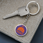 Phoenix Basketball City Purple Circle Keychain Stainless Steel or 18k Gold Pendant-Express Your Love Gifts