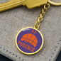 Phoenix Basketball City Purple Circle Keychain Stainless Steel or 18k Gold Pendant-Express Your Love Gifts