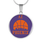 Phoenix Basketball City Purple Necklace Circle Pendant Stainless Steel or 18k Gold 18-22-Express Your Love Gifts